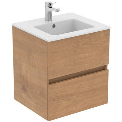 Ideal Standard Eurovit+ 500mm Wall Mounted Vanity Unit With 2 Drawers In Natural Oak - image 1