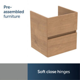 Ideal Standard Eurovit+ 500mm Wall Mounted Vanity Unit With 2 Drawers In Natural Oak - thumbnail 6