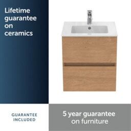 Ideal Standard Eurovit+ 500mm Wall Mounted Vanity Unit With 2 Drawers In Natural Oak - thumbnail 3