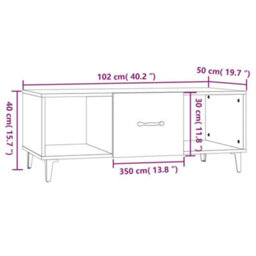 Berkfield Coffee Table Sonoma Oak 102X50X40 Cm Engineered Wood - thumbnail 8