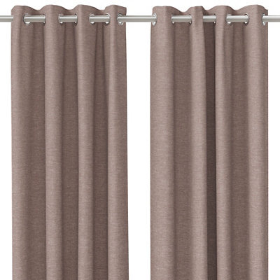 GoodHome Napour Taupe Plain Lined Eyelet Curtain (W)167Cm (L)183Cm, Pair