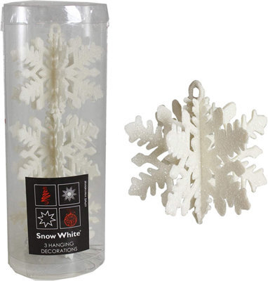 PMS Pack Of 3 Hanging White Snowflake Christmas Decorations - image 1