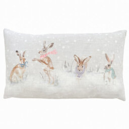 Evans Lichfield Snowy Hares Printed Polyester Filled Christmas Cushion