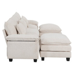 Living And Home 3-Seater Chenille Upholstered Sectional Sofa With Pillows - thumbnail 3