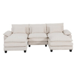 Living And Home 3-Seater Chenille Upholstered Sectional Sofa With Pillows - thumbnail 2
