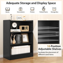 Costway 3-Tier Adjustable Bookcase Bookshelf Modern Display Cabinet W/ Anti-Toppling Device - thumbnail 6