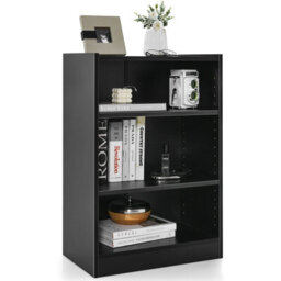 Costway 3-Tier Adjustable Bookcase Bookshelf Modern Display Cabinet W/ Anti-Toppling Device - thumbnail 3