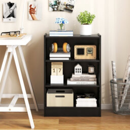 Costway 3-Tier Adjustable Bookcase Bookshelf Modern Display Cabinet W/ Anti-Toppling Device - thumbnail 5