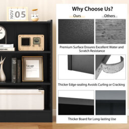 Costway 3-Tier Adjustable Bookcase Bookshelf Modern Display Cabinet W/ Anti-Toppling Device - thumbnail 8