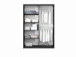 Arte Graphite Matt Sliding Mirrored Wardrobe 150Cm - Contemporary Edge And Order - thumbnail 3