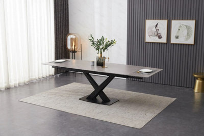 Interior Emporium Ie Nordic Rock Extendable Ceramic Dining Table (Grey) - With 4 Static Chairs (Black , Grey , Green , Teel) - image 1