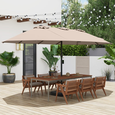 Costway 4.6M Double Sided Patio Parasol Outdoor Large Market Umbrella W/ Base-Brown - image 1