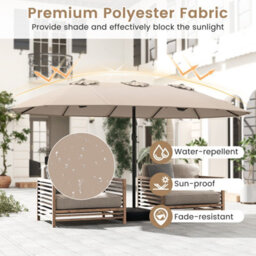 Costway 4.6M Double Sided Patio Parasol Outdoor Large Market Umbrella W/ Base-Brown - thumbnail 4