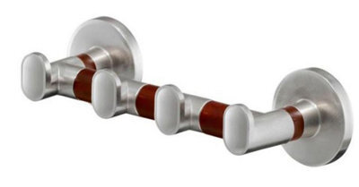 Bisk Solid Wood And Zamak Wall Mounted Dressing-Gown Towel 4-Hook Strip Hanger - image 1