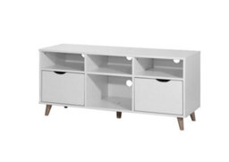 Timber Art Design Pulford Scandi Tv Unit Stand Cabinet 2 Drawer + Shelf White Media Cabinet - thumbnail 2