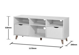 Timber Art Design Pulford Scandi Tv Unit Stand Cabinet 2 Drawer + Shelf White Media Cabinet - thumbnail 5