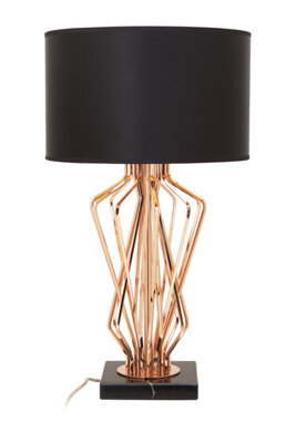 Orsina Modern Table Lamp With Black Fabric Shade, Bronze Metal Frame And Marble Base, Contemporary Desk Lamp - image 1