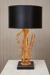Orsina Modern Table Lamp With Black Fabric Shade, Bronze Metal Frame And Marble Base, Contemporary Desk Lamp - thumbnail 2