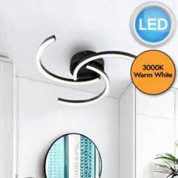 First Choice Lighting Curve - Black Led Flush Ceiling Light - thumbnail 2