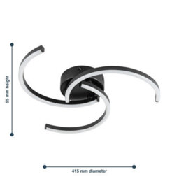 First Choice Lighting Curve - Black Led Flush Ceiling Light - thumbnail 8