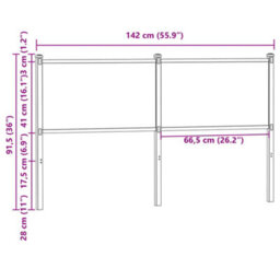 Berkfield Headboard Brown Oak 135 Cm Engineered Wood And Steel - thumbnail 7