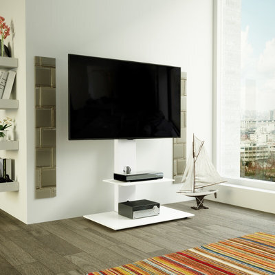 "Avf Lesina 70Cm Pedestal Tv Stand, For Tvs 32-65"" - Satin White" - image 1