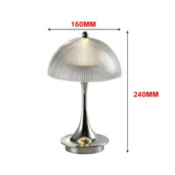 Amorly Led Small Table Lamp,mushroom Shape Rechargeable Portable Bedroom Bedside Ambient Lights For Bedroom Living Room Study Chrome - thumbnail 3