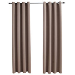 Walplus Blackout Curtains With Metal Rings 2 Pcs Taupe 140X245 Cm - thumbnail 2