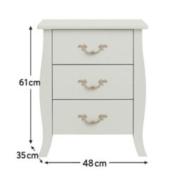 Melody Maison 3 Drawer Bedside Table - Elizabeth Ivory Range - thumbnail 7