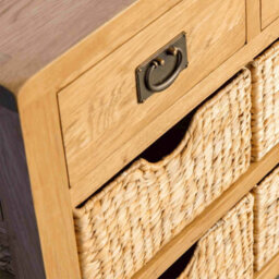 Surrey Oak 85Cm Console Table With Baskets - Fully Assembled By Roseland Furniture - thumbnail 6