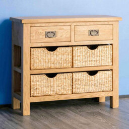 Surrey Oak 85Cm Console Table With Baskets - Fully Assembled By Roseland Furniture - thumbnail 3