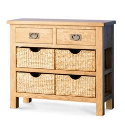 Surrey Oak 85Cm Console Table With Baskets - Fully Assembled By Roseland Furniture - thumbnail 4