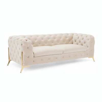 Stratus Interiors Modern Italian Chesterfield Naples Plush Sofa 3 Seater 195Cm