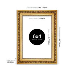 6X4 Gold Ornate Picture Frame (15.2 X 10.2Cm) Poster, Photo, Artwork, Gallery Wall Or Print - thumbnail 2