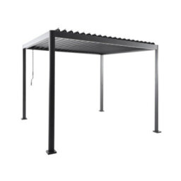 Sweeek - Louvered Pergola With Rounded Legs Aluminium 3X3M Anthracite - Imperial - thumbnail 2
