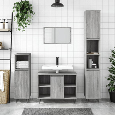 Berkfield 3 Piece Bathroom Furniture Set Grey Sonoma Engineered Wood - image 1