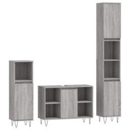 Berkfield 3 Piece Bathroom Furniture Set Grey Sonoma Engineered Wood - thumbnail 2
