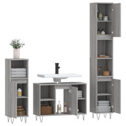 Berkfield 3 Piece Bathroom Furniture Set Grey Sonoma Engineered Wood - thumbnail 4