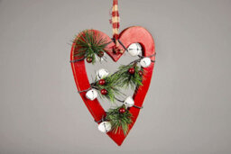 Shatchi Wooden Hanging Decoration Heart Shape Red 18X1.2X23 Cm - thumbnail 3