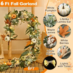 Amorly 6 Ft Fall Garland With Lights Fall Decorations For Home, Fall Mantel Decor Pumpkin Garlands With Eucalyptus For Thanksgiving Decor - thumbnail 5