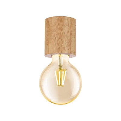 Elegant Brown Wood Flush Ceiling Light With E27 Bulb Holder - image 1