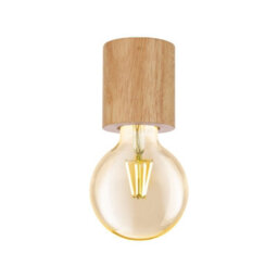 Elegant Brown Wood Flush Ceiling Light With E27 Bulb Holder - thumbnail 1