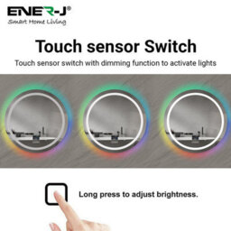 Ener-J Bathroom Mirror With Led Lights, Rgb Backlit With Cct & Dimming Rgb Borders With Bluetooth Speaker, Round Shape Diameter 70 Cms - thumbnail 6