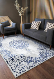 RugsX Carpet Allure 1961 Ornament, Frame - Structural, Stylish, Glamour White Blue 180X270 Cm - thumbnail 5