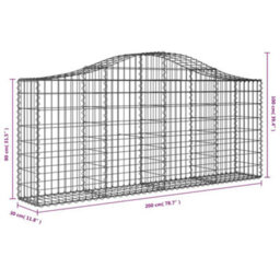 Berkfield Arched Gabion Baskets 7 Pcs 200X30X80/100 Cm Galvanised Iron - thumbnail 6