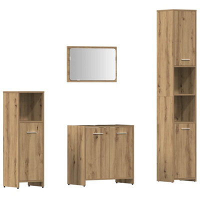 Berkfield Durable 4 Piece Bathroom Furniture Set Artisan Oak Engineered Wood