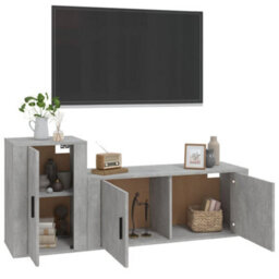 Berkfield Classic 2 Piece Tv Cabinet Set Concrete Grey Engineered Wood - thumbnail 3