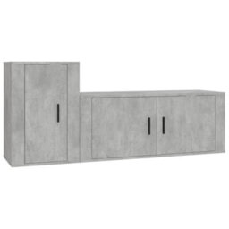 Berkfield Classic 2 Piece Tv Cabinet Set Concrete Grey Engineered Wood - thumbnail 1