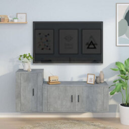 Berkfield Classic 2 Piece Tv Cabinet Set Concrete Grey Engineered Wood - thumbnail 2