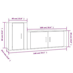 Berkfield Classic 2 Piece Tv Cabinet Set Concrete Grey Engineered Wood - thumbnail 8
